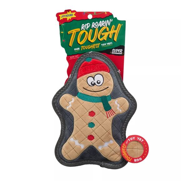 Joyhound Rip Roarin Tough Super Squeaker Gingerbread Men Dog Toy Crinkle Thrash - Picture 2 of 3
